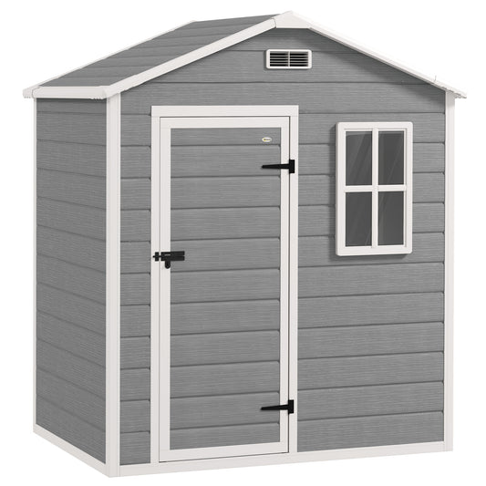 Outsunny Plastic Shed with Floor in Grey