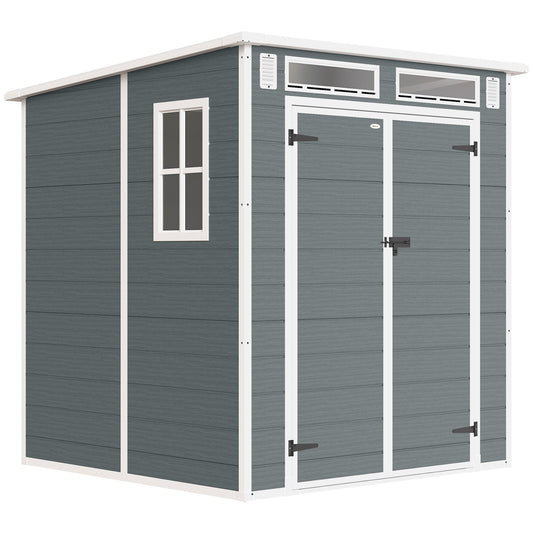 Outsunny Plastic Garden Shed in Grey