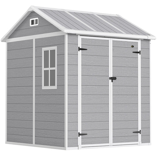 Outsunny Garden Shed with Floor in Grey