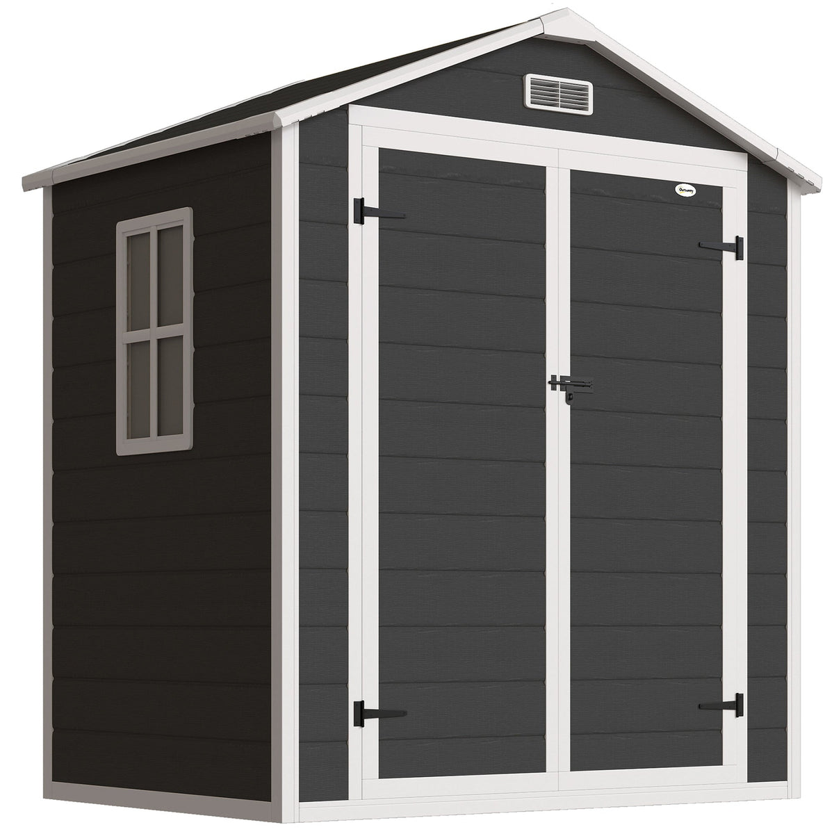Outsunny 6'x4.5' Garden Storage Shed in Black