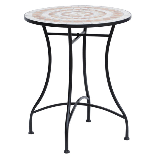 Outsunny 60 cm Mosaic Garden Table in Orange and White