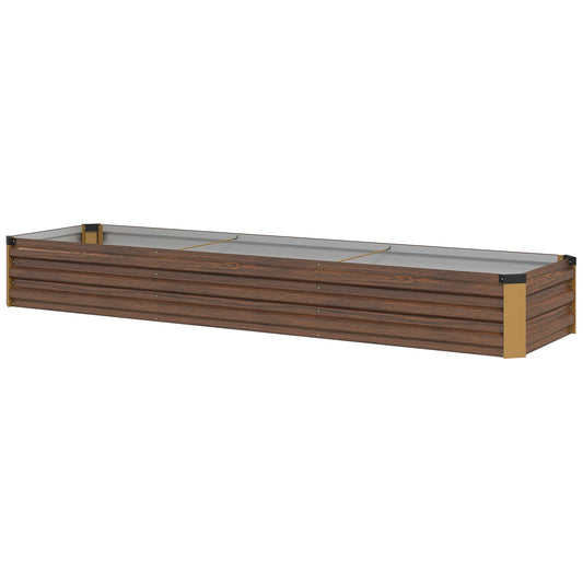 Outsunny Galvanised Steel Planter in Dark Brown