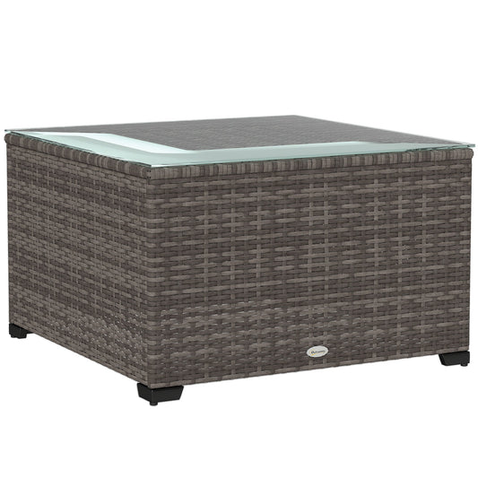Outsunny Glass-Top Rattan Side Table