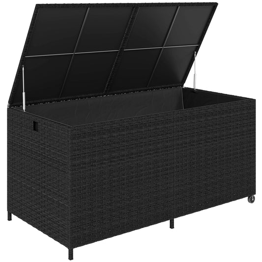 Outsunny 650L Garden Storage Box with 2 Wheels in Black