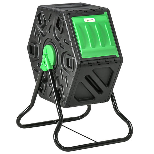 Outsunny 65L Garden Compost Bin in Green and Black