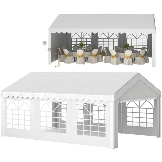 Outsunny Heavy Duty Garden Gazebo for Parties in White