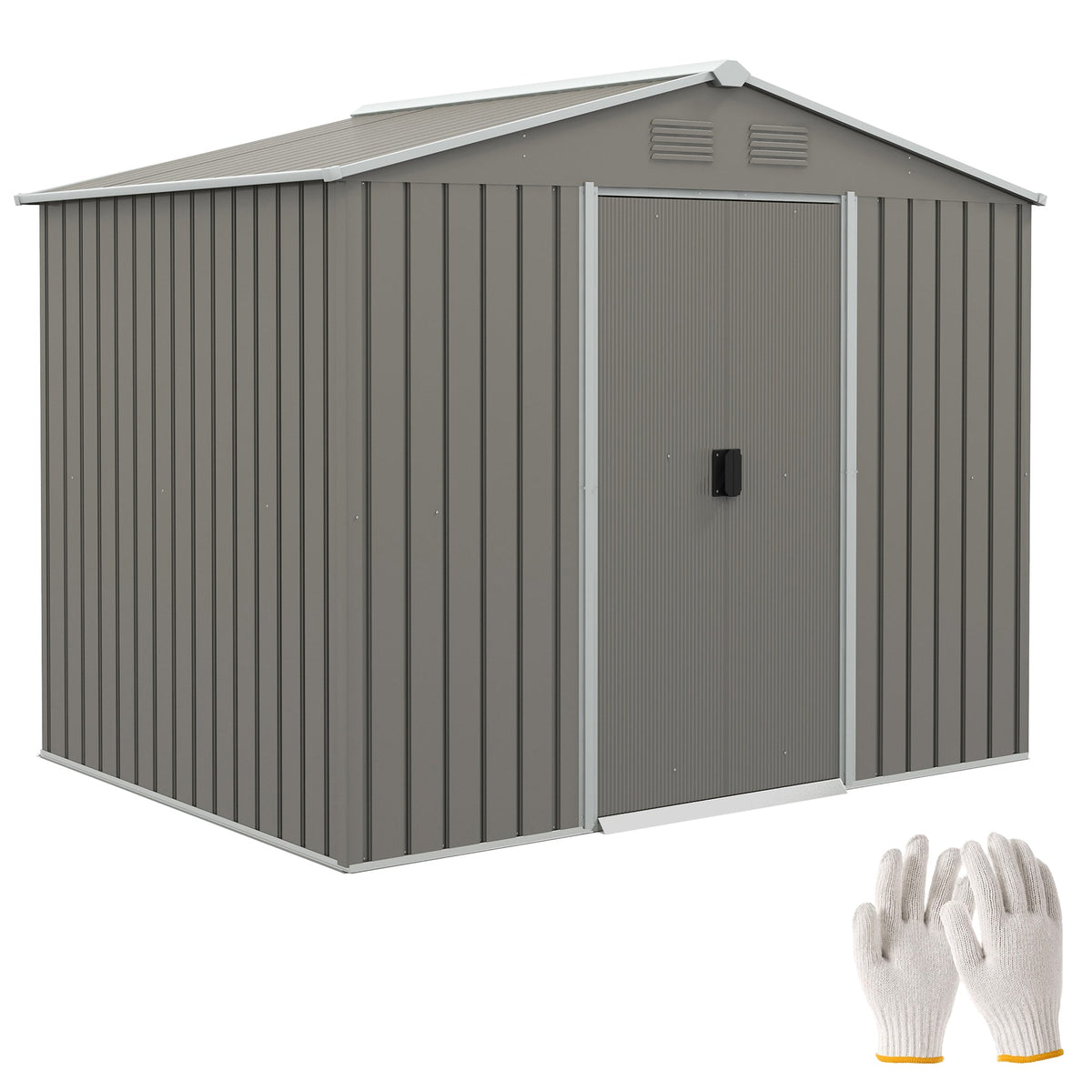 Outsunny Outdoor Garden Storage Shed in Light Grey