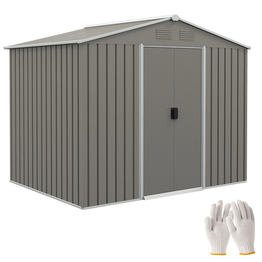 Outsunny Outdoor Garden Storage Shed in Light Grey
