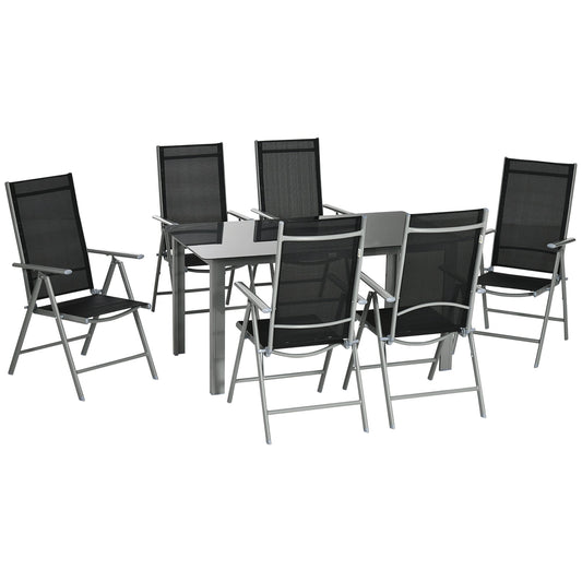 Outsunny 7 Piece Garden Dining Set in Black