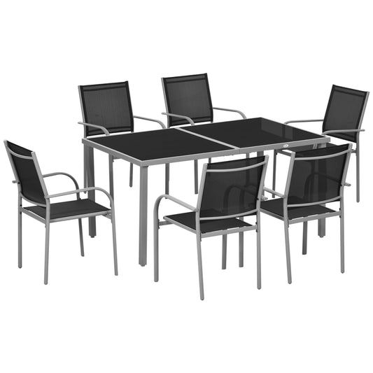 Outsunny 7 Piece Outdoor Garden Dining Set in Black