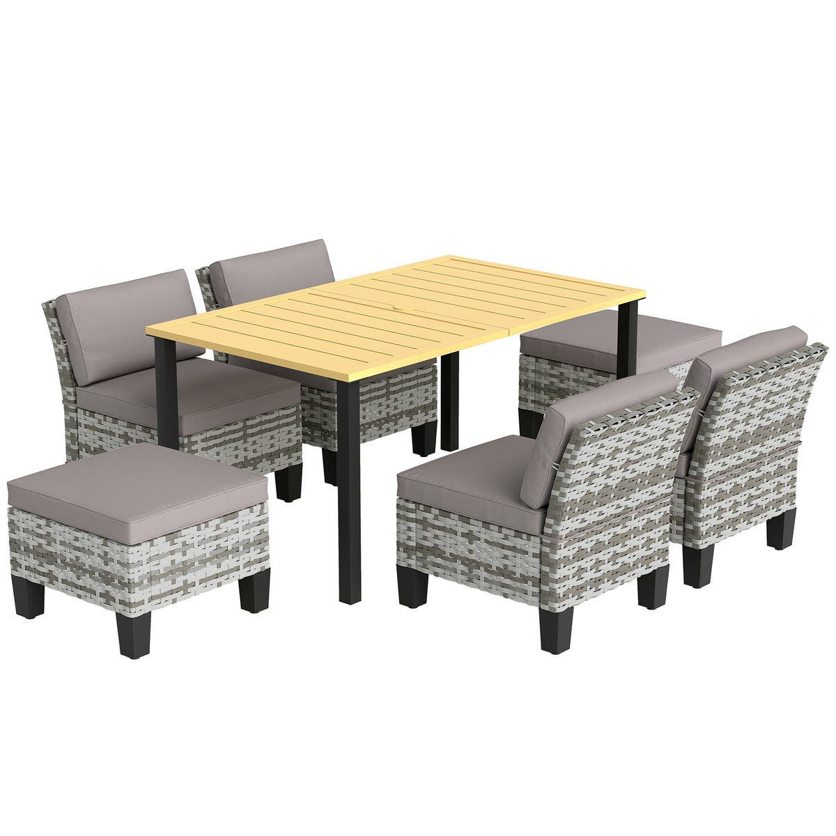 Outsunny Seven-Piece Rattan Dining Set in Grey