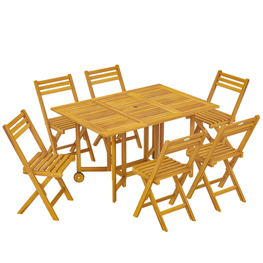 Outsunny 7 Pieces Garden Dining Set in a Natural Wood Finish