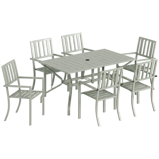 Outsunny 7 Pieces Garden Table and Chairs in Light Grey