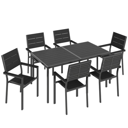 Outsunny 7 Pieces Outdoor Dining Set in Black