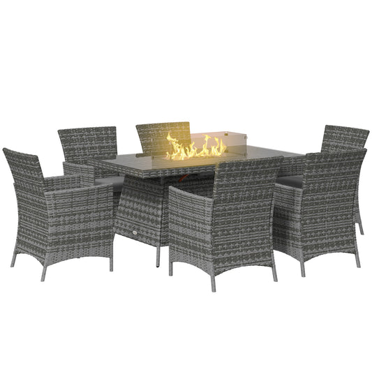 Outsunny 7 Pieces Outdoor Rattan Garden Furniture in Grey