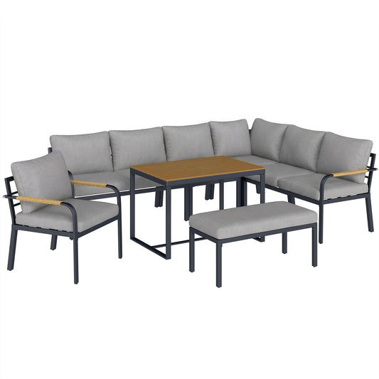 Outsunny 7 Seater Garden Furniture Set in Light Grey