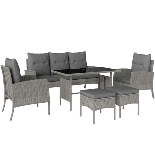 Outsunny 7 Seater Rattan Garden Furniture Set in Grey