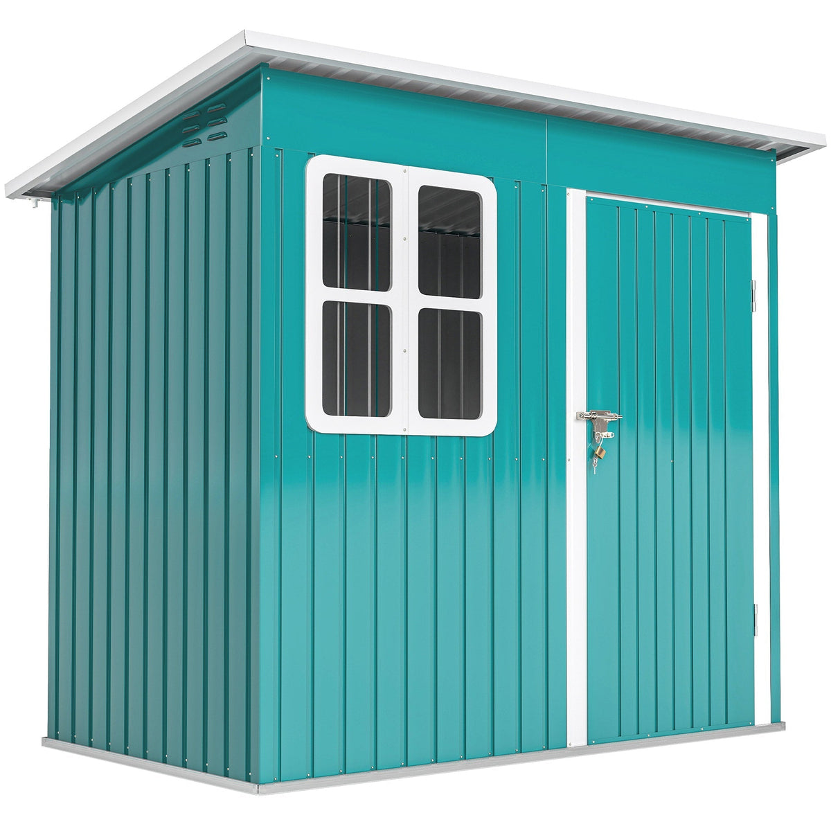 Outsunny Galvanised Steel Garden Shed in Green