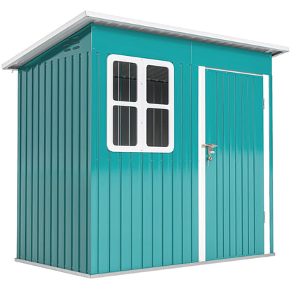 Outsunny Galvanised Steel Garden Shed in Green