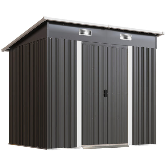 Outsunny Outdoor Storage Shed with Foundation Kit in Black