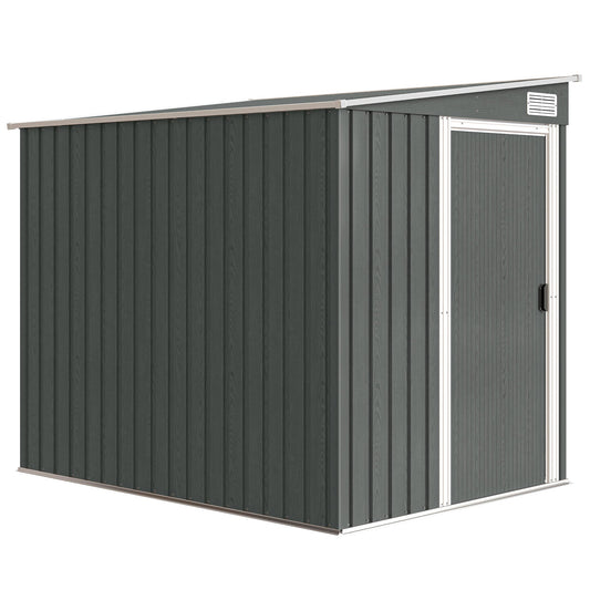Outsunny Galvanised Metal Shed in Light Grey
