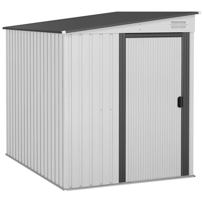 Outsunny Galvanised Metal Shed in White