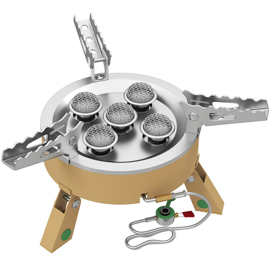 Outsunny 7000W Camping Stove with Piezo Ignition in Khaki