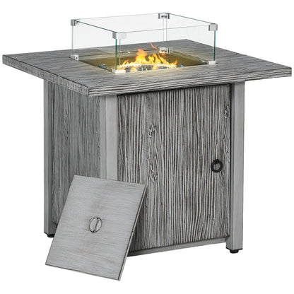 Outsunny 71cm 50,000 BTU Gas Fire Pit Table in Grey