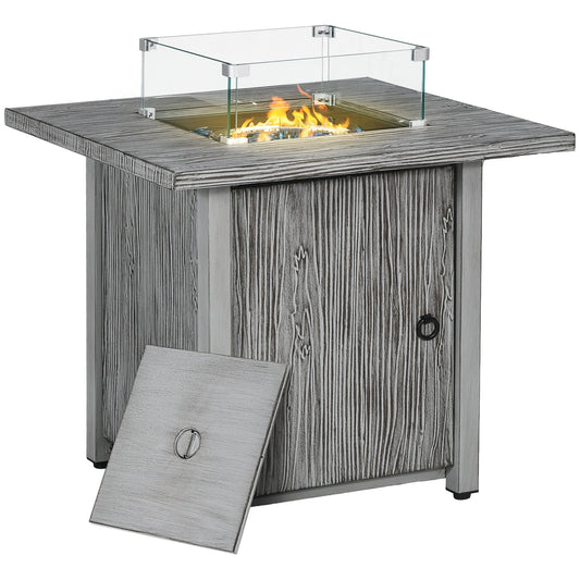 Outsunny 71cm 50,000 BTU Gas Fire Pit Table in Grey