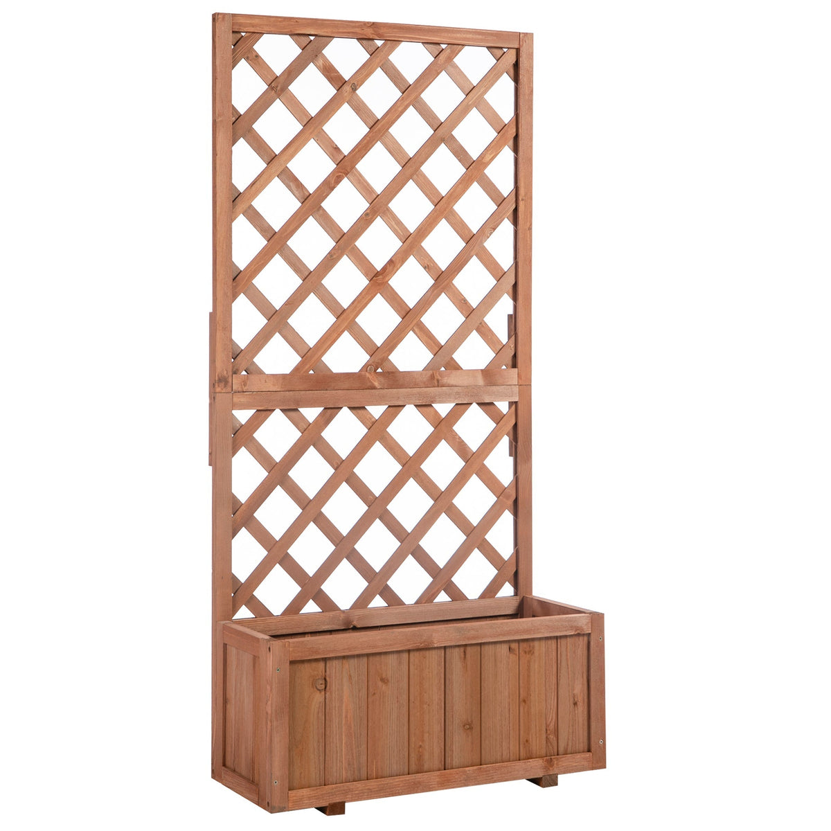 Outsunny 45L Garden Wooden Pine Trough Planter in Orange
