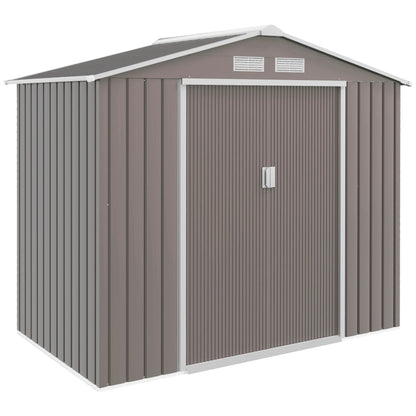 Outsunny Lockable Garden Metal Storage Shed in Grey