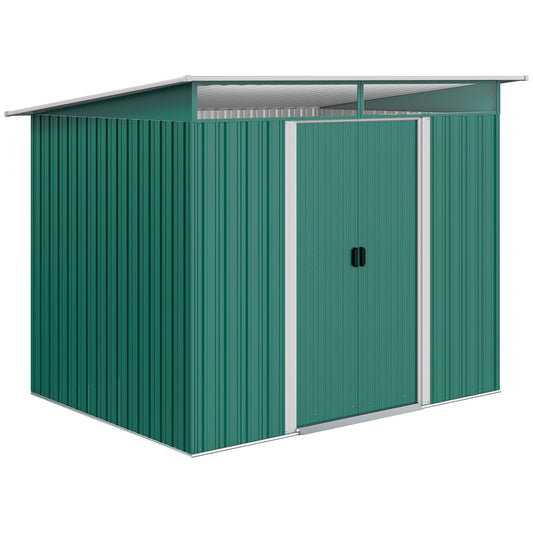Outsunny Metal Shed with Lightsky Panels in Green