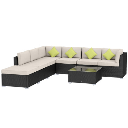 Outsunny 8 Piece Rattan Corner Sofa Set in Black