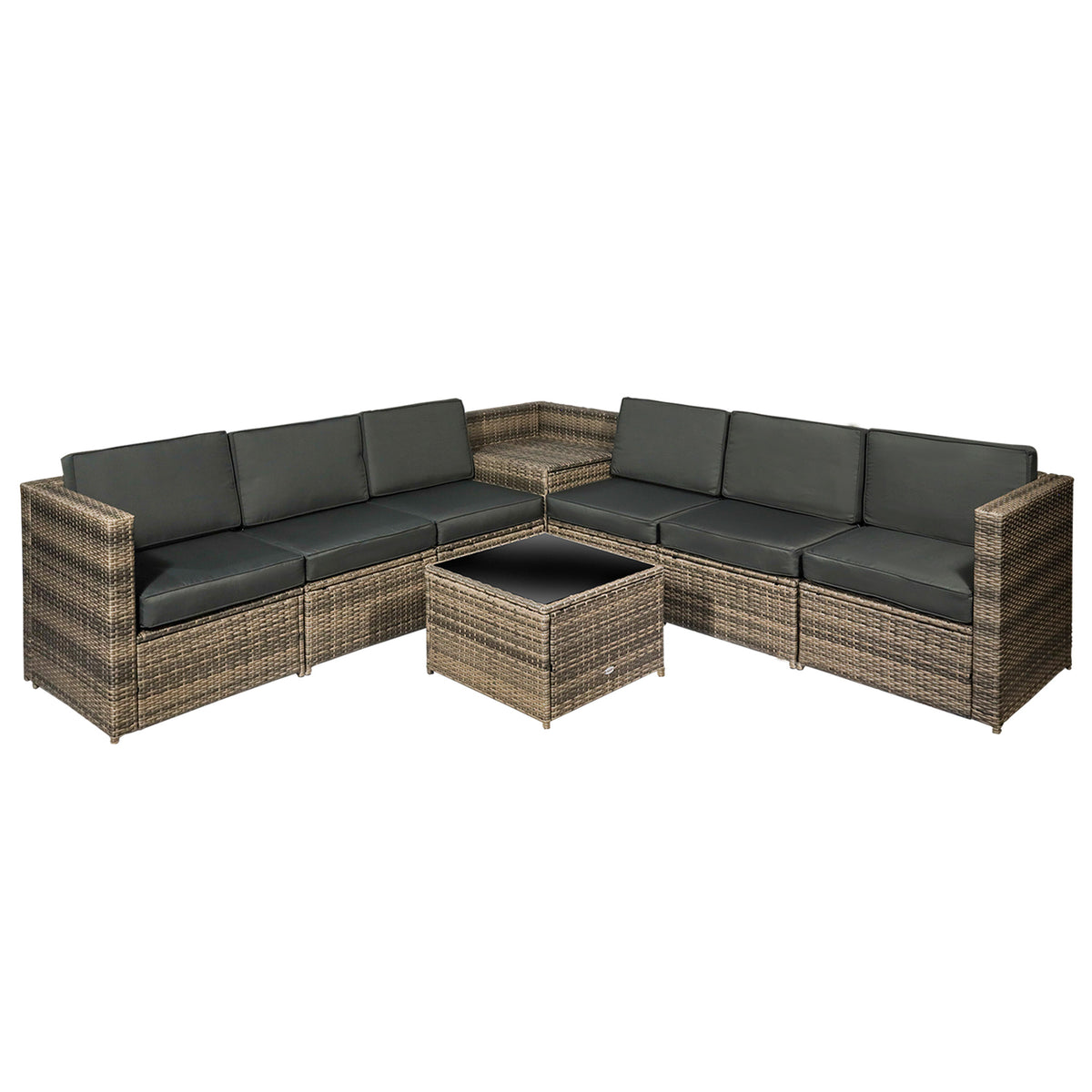 Outsunny 8 Pieces Outdoor PE Rattan Sofa Set in Mixed Brown