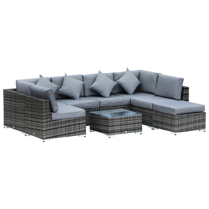 Outsunny 8 Piece Rattan Corner Sofa Set in Grey