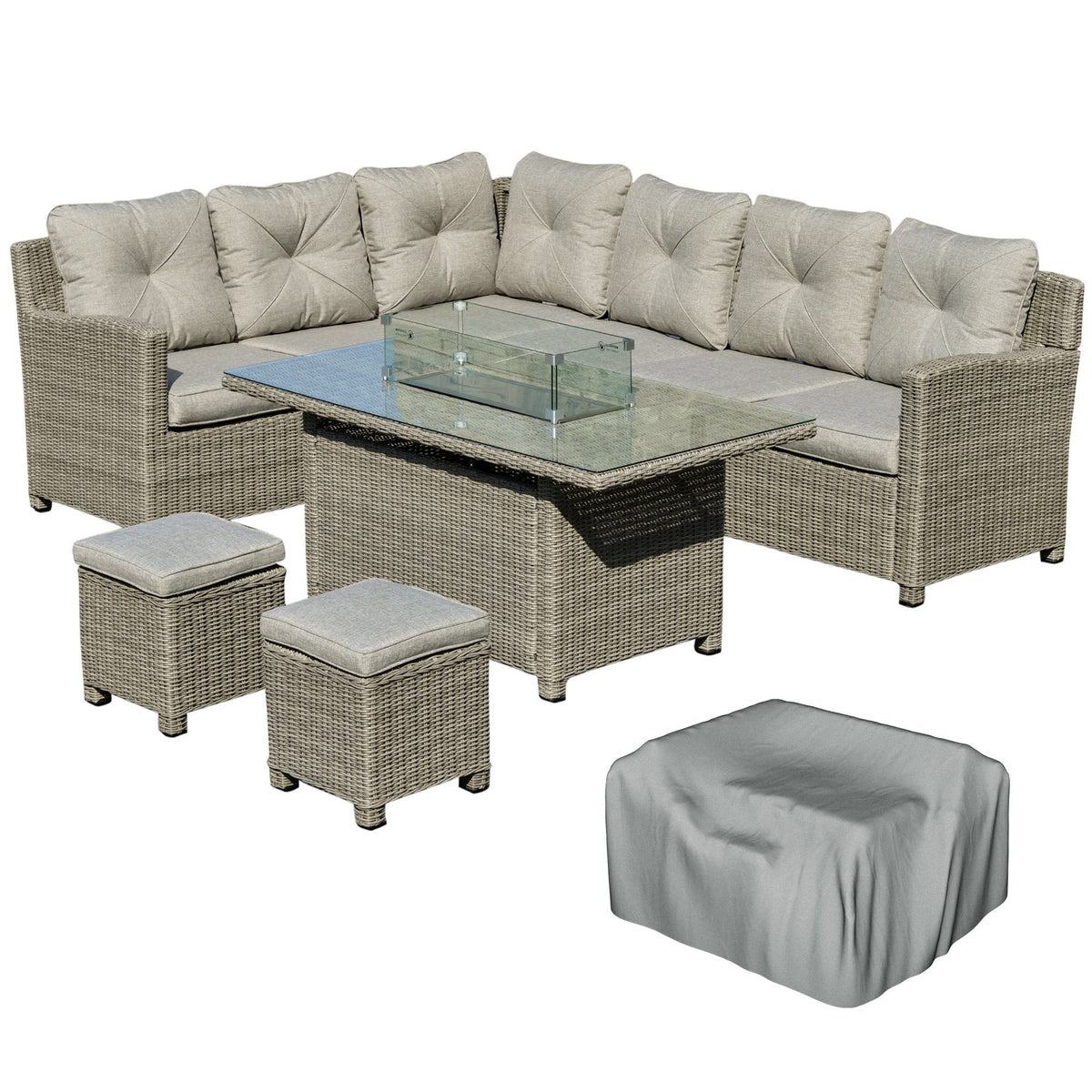 Outsunny 8-Seater Outdoor PE Rattan Sofa Set in Grey