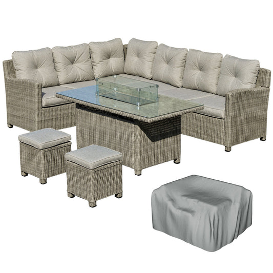 Outsunny 8-Seater Outdoor PE Rattan Sofa Set in Grey