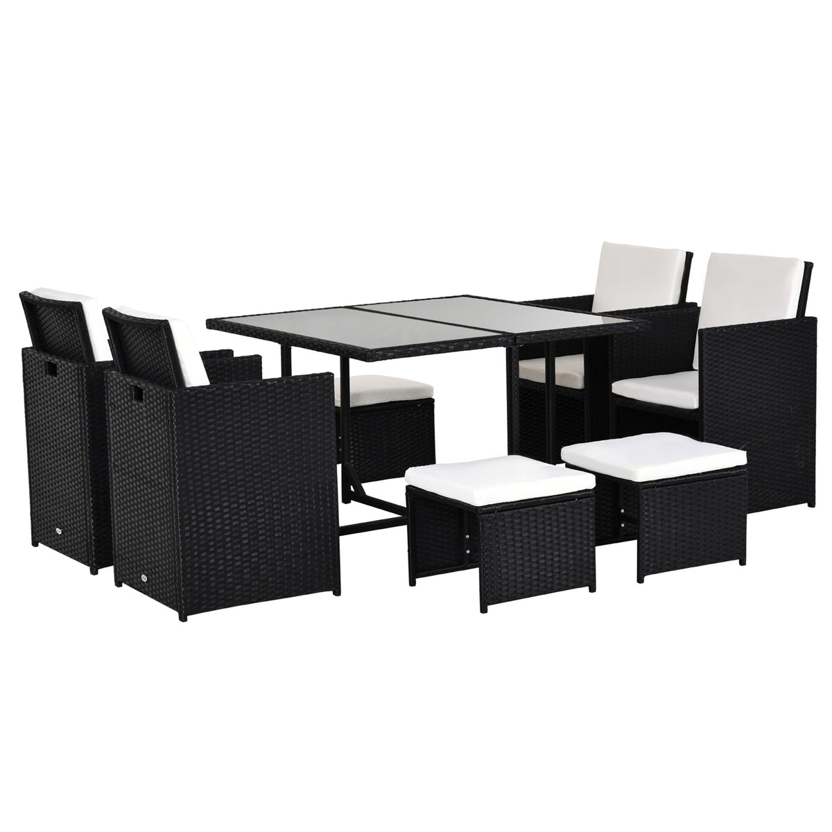 Outsunny 8 Seater Rattan Cube Garden Furniture Set in Black