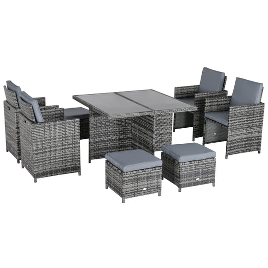 Outsunny 8-Seater Rattan Dining Set in Grey