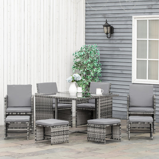 Outsunny 8-Seater Rattan Furniture Set in Grey