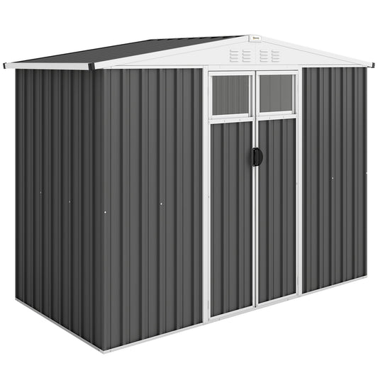 Outsunny Metal Garden Shed in Dark Grey
