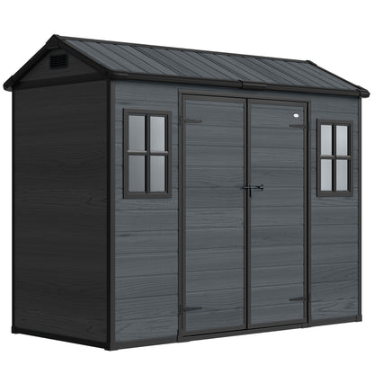 Outsunny Resin Garden Shed in Dark Grey