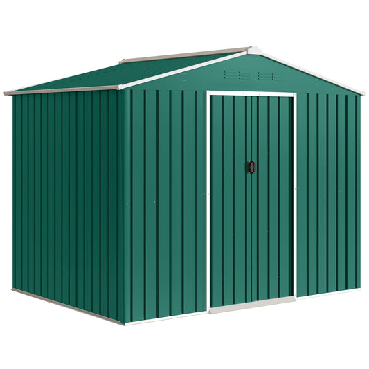 Outsunny Galvanised Steel Shed in Green