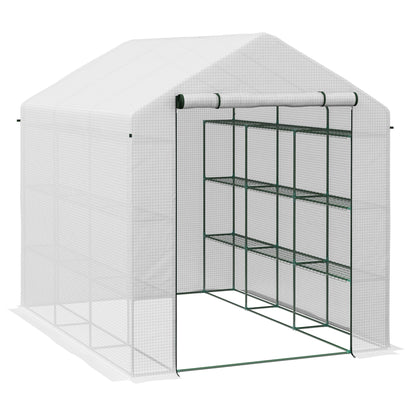 Outsunny Walk-In Greenhouse in White