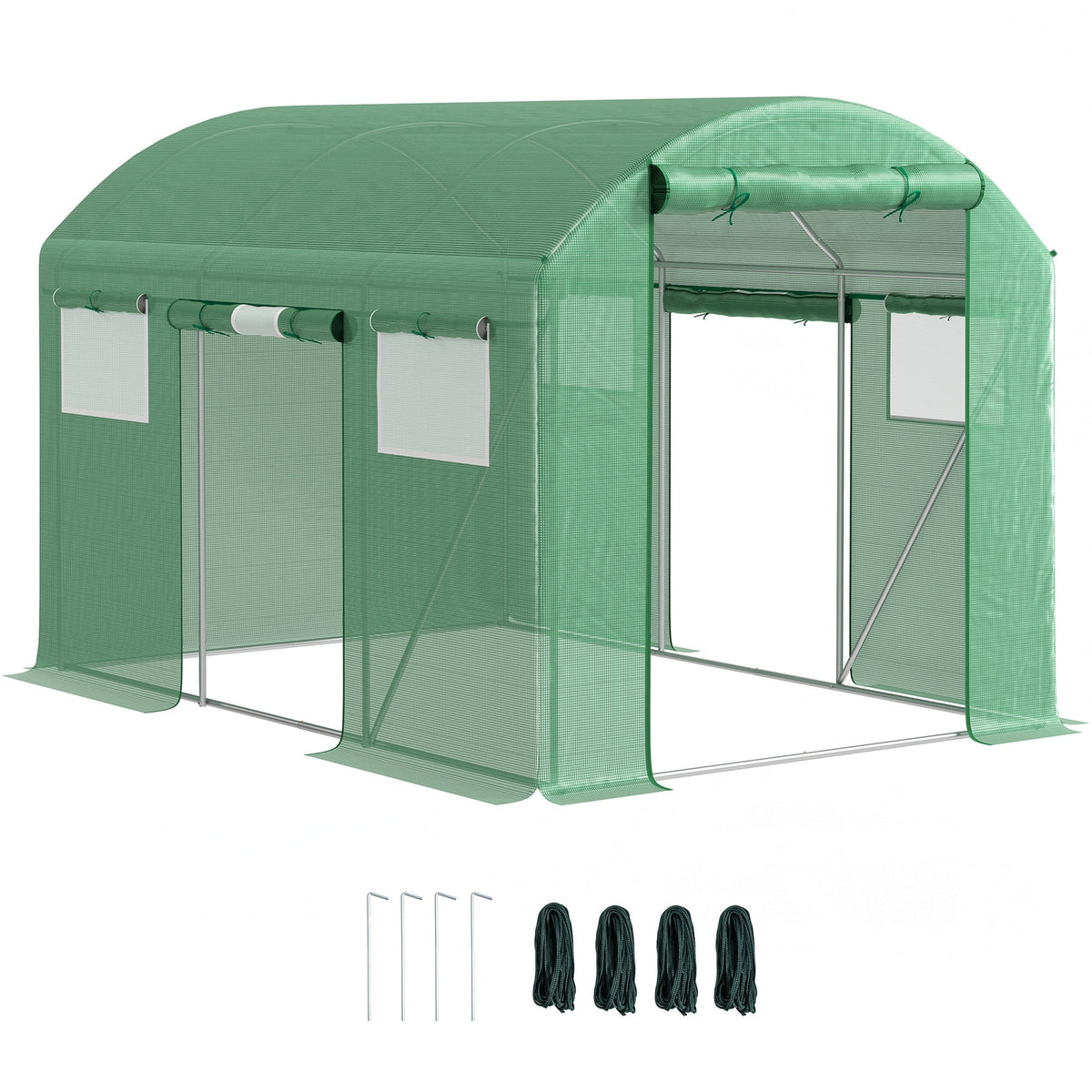 Outsunny Walk-In Polytunnel Greenhouse in Green