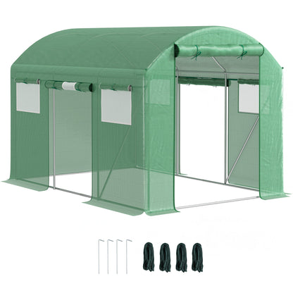 Outsunny Walk-In Polytunnel Greenhouse in Green