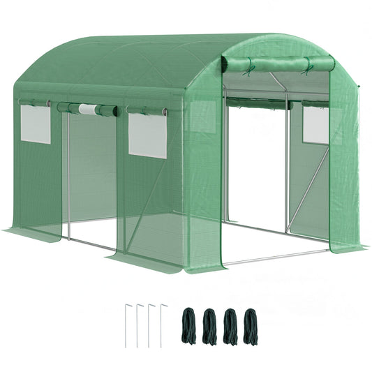 Outsunny Walk-In Polytunnel Greenhouse in Green
