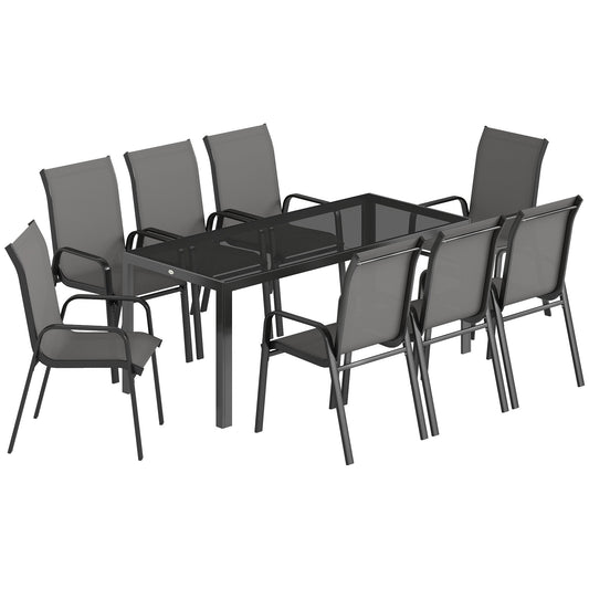 Outsunny 9 Pieces Garden Dining Set in Dark Grey