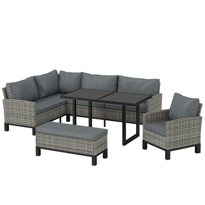 Outsunny 9 Seater Rattan Garden Furniture Corner Sofa Set in Dark Grey