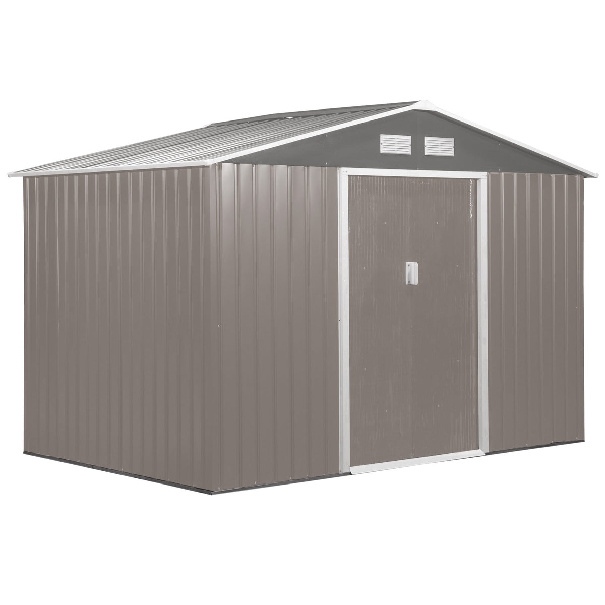Outsunny Outdoor Garden Roofed Metal Storage Shed Tool Box in Grey